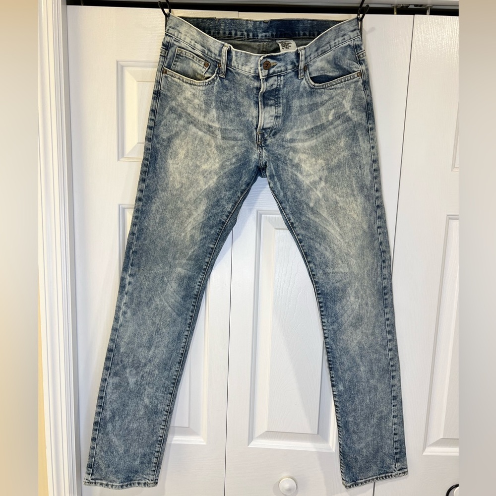 Mens H&M acid wash jeans slim low waste size 33/34